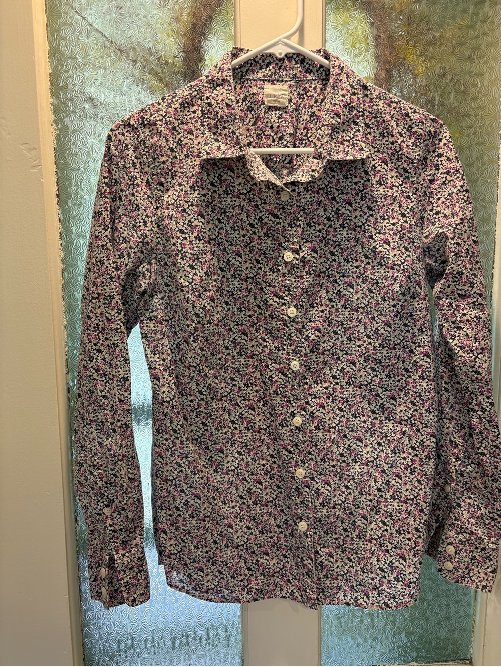 J Crew S Floral Button-Up Shirt - Pink/Purple/White 100% Cotton
